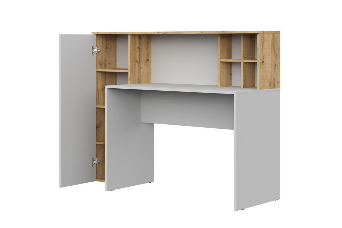 SCHREIBTISCH Weiß, Wotan Eiche 153/116/54 - Weiß, Holzwerkstoff (54/153/116cm) - RAUMHIRSCH FURNITURE