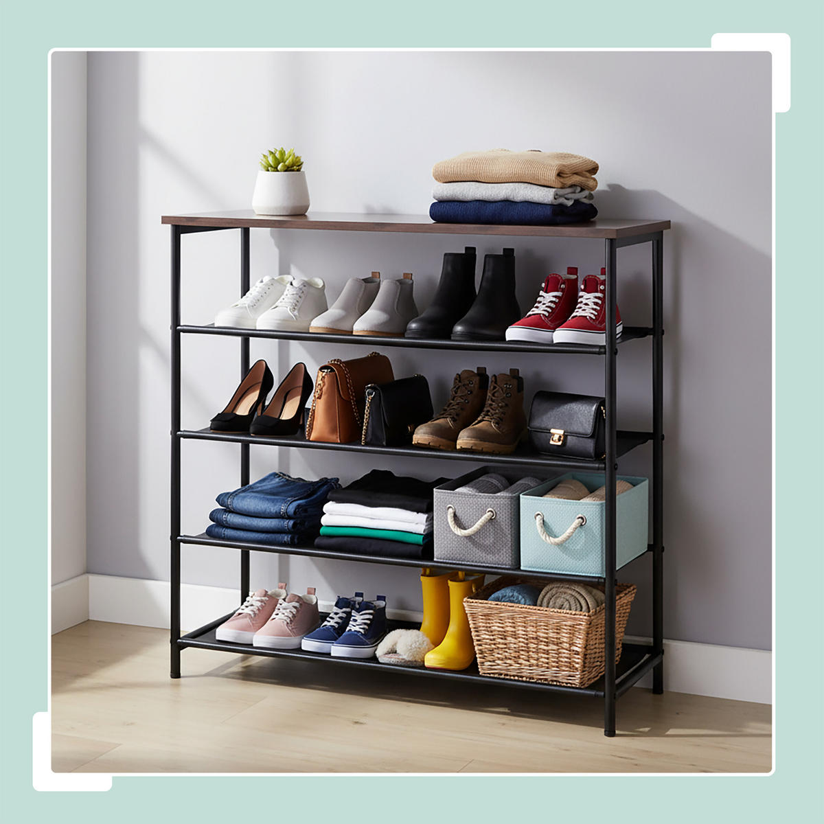 SCHUHREGAL - Schwarz, Holzwerkstoff/Textil (75/75/30cm) - Relaxdays