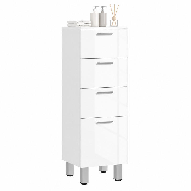 BADEZIMMERSCHRANK mit 4 Schubladen 30 x 30 x 93 cm Weiß - Weiß, Holz (30/93/30cm) - Beauniv