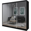 SCHWEBETÜRENSCHRANK Debra 240/216/61 schwarz mit Spiegel - Schwarz, Holzwerkstoff (240/216/61cm) - Beautysofa