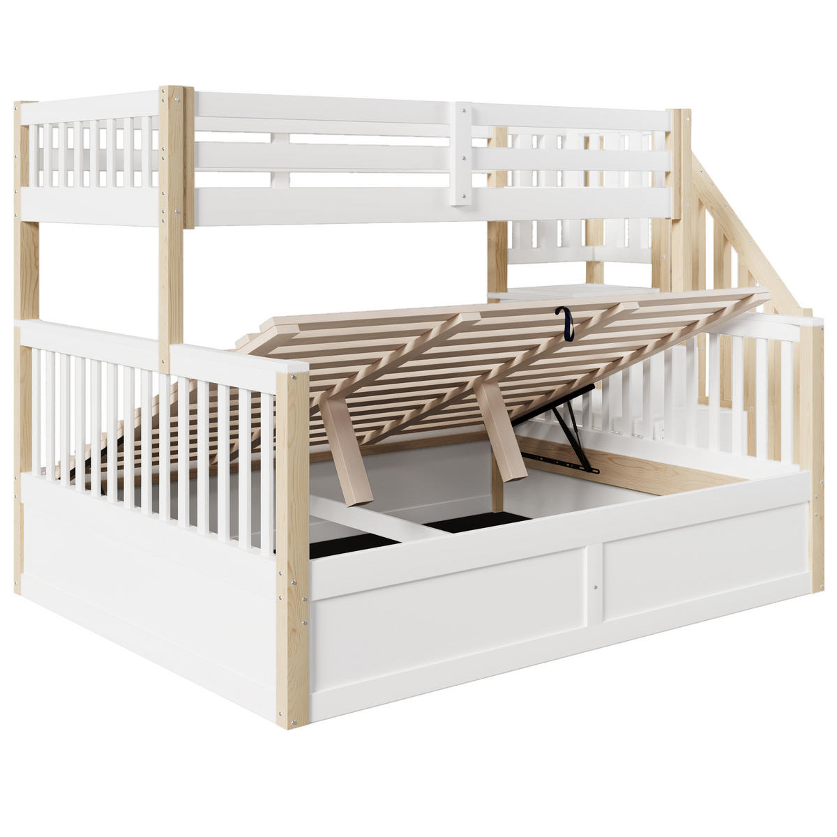 ETAGENBETT Holzbett 90x200+140x200 Weiß/Natur - Naturfarben, Holz (90/200cm) - ComfortXL