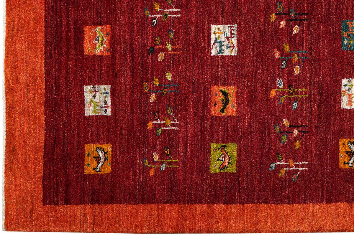 TEPPICH Rizbaf Rot 201/146 cm Schurwolle - Rot, Textil (146/201cm) - Looma
