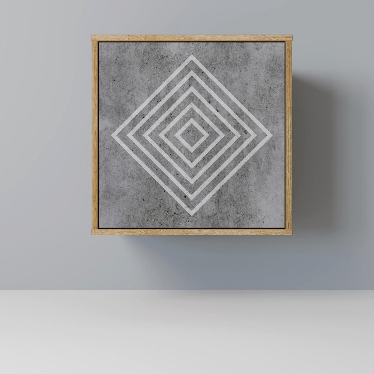 SIDEBOARD POLYGONAL ARTISTRY, Eichefarben, 57,5x42x75,5 cm, Goldfarbene Metallfüße - Eichefarben/Goldfarben, Holzwerkstoff/Metall (57.5/75.5/42cm) - SpaceRebels