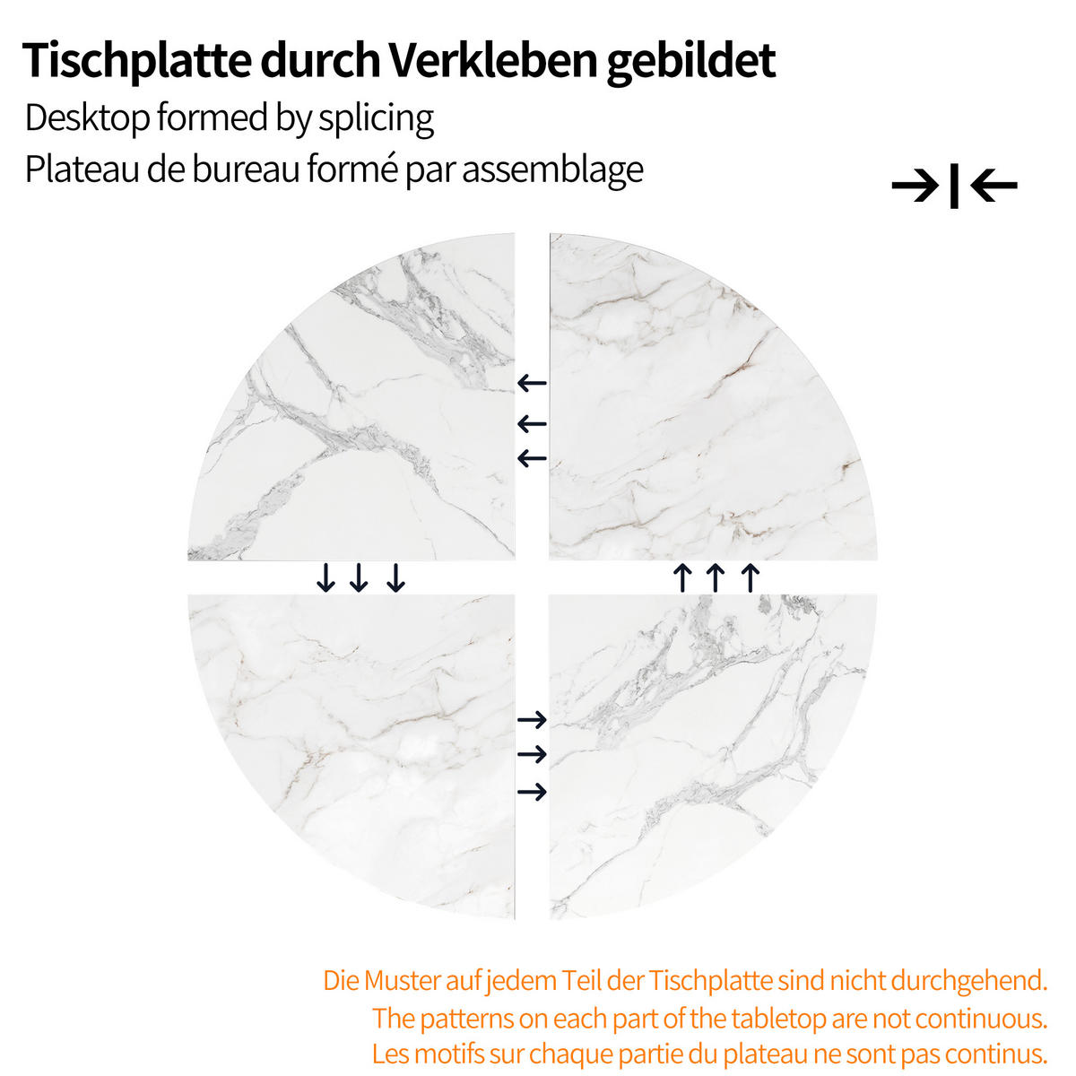 ESSTISCH Rund mit goldene Beine 100/100/76 cm - Goldfarben/Weiß, Holzwerkstoff/Metall (100/100/76cm) - Urban Meuble