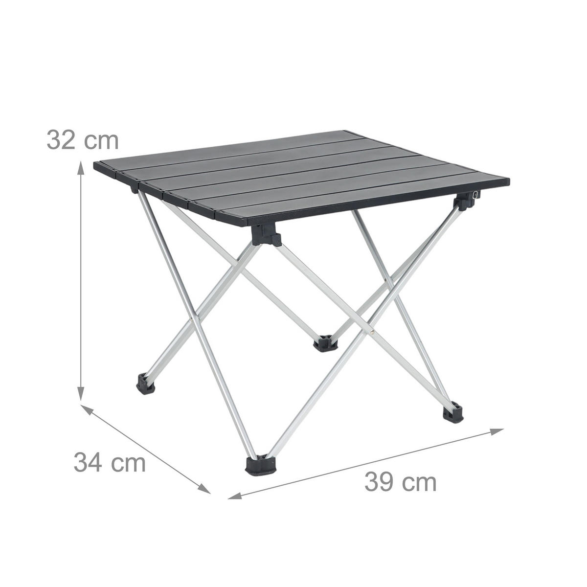 CAMPINGTISCH - Schwarz, Metall (34/39/32cm) - Relaxdays