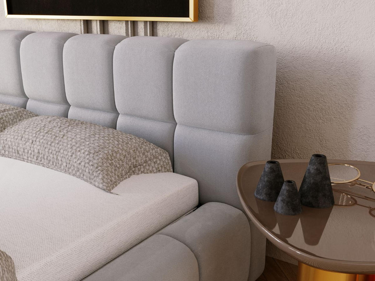 POLSTERBETT Alicante 140x200 Hellgrau - Hellgrau, Textil (140/200cm) - Graingold