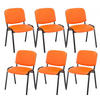 BESUCHERSTUHL 6er Set Lederlook orange - Schwarz/Orange, Textil/Metall (53/83/53cm) - CLP