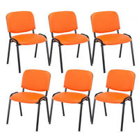 BESUCHERSTUHL 6er Set Lederlook orange - Schwarz/Orange, Textil/Metall (53/83/53cm) - CLP