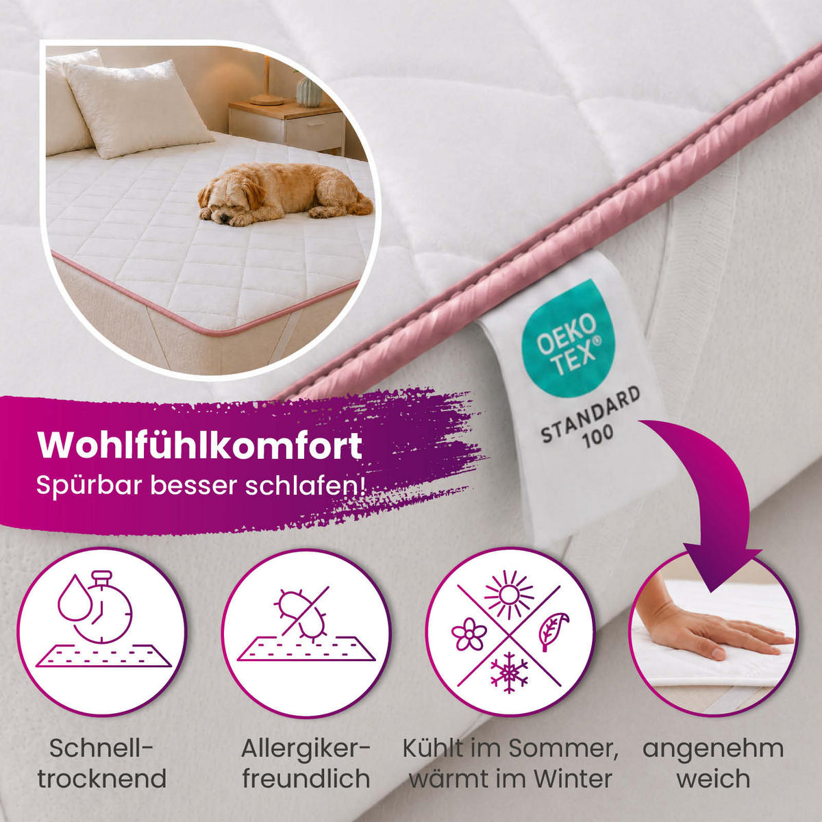 MATRATZENSCHONER 100x200 Special rosa - Rosa, Textil (100/200cm) - wometo