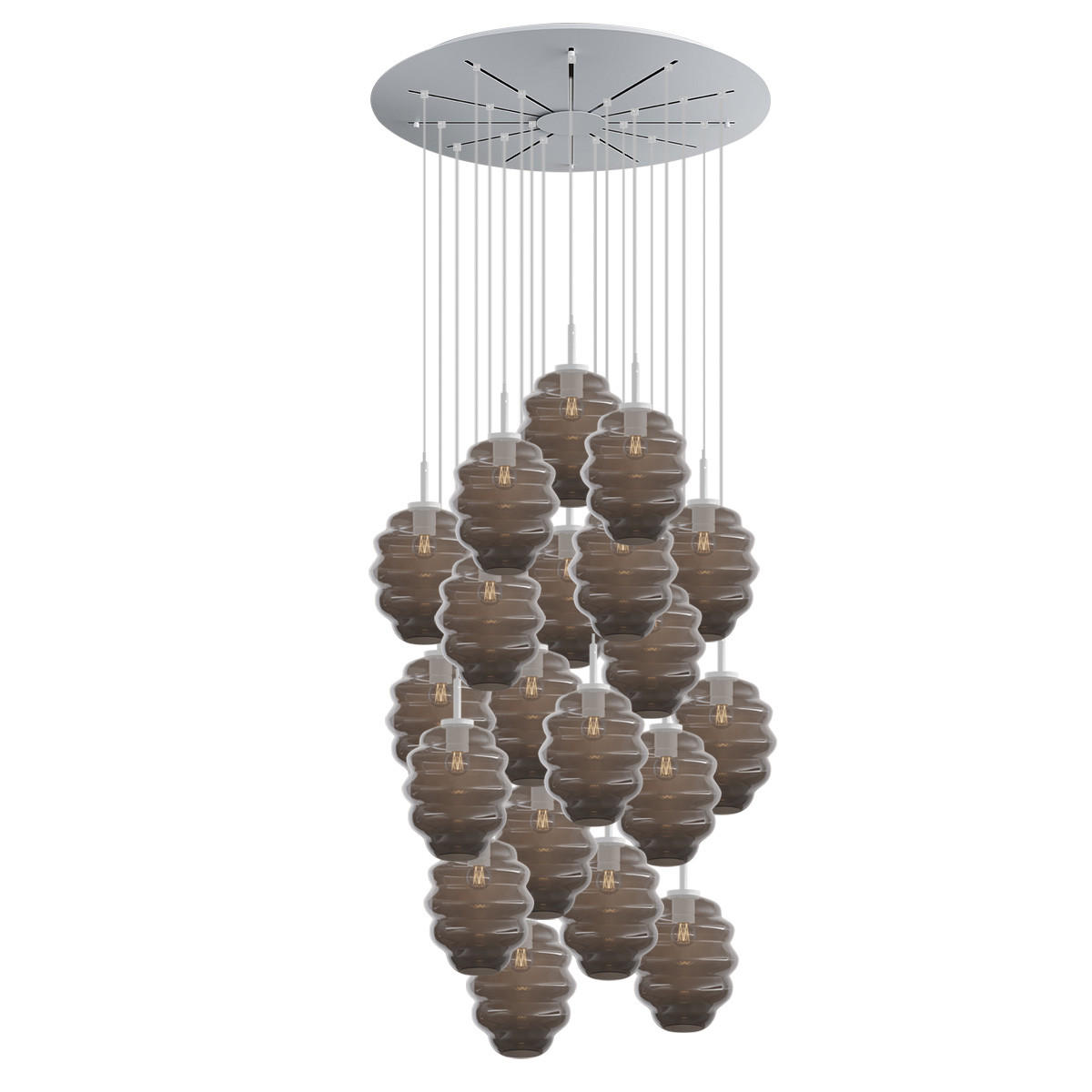 GALERIELEUCHTE Echos 20-flammig Rauch Ø 25cm - Anthrazit/Weiß, Glas (25/25/28cm) - s.luce