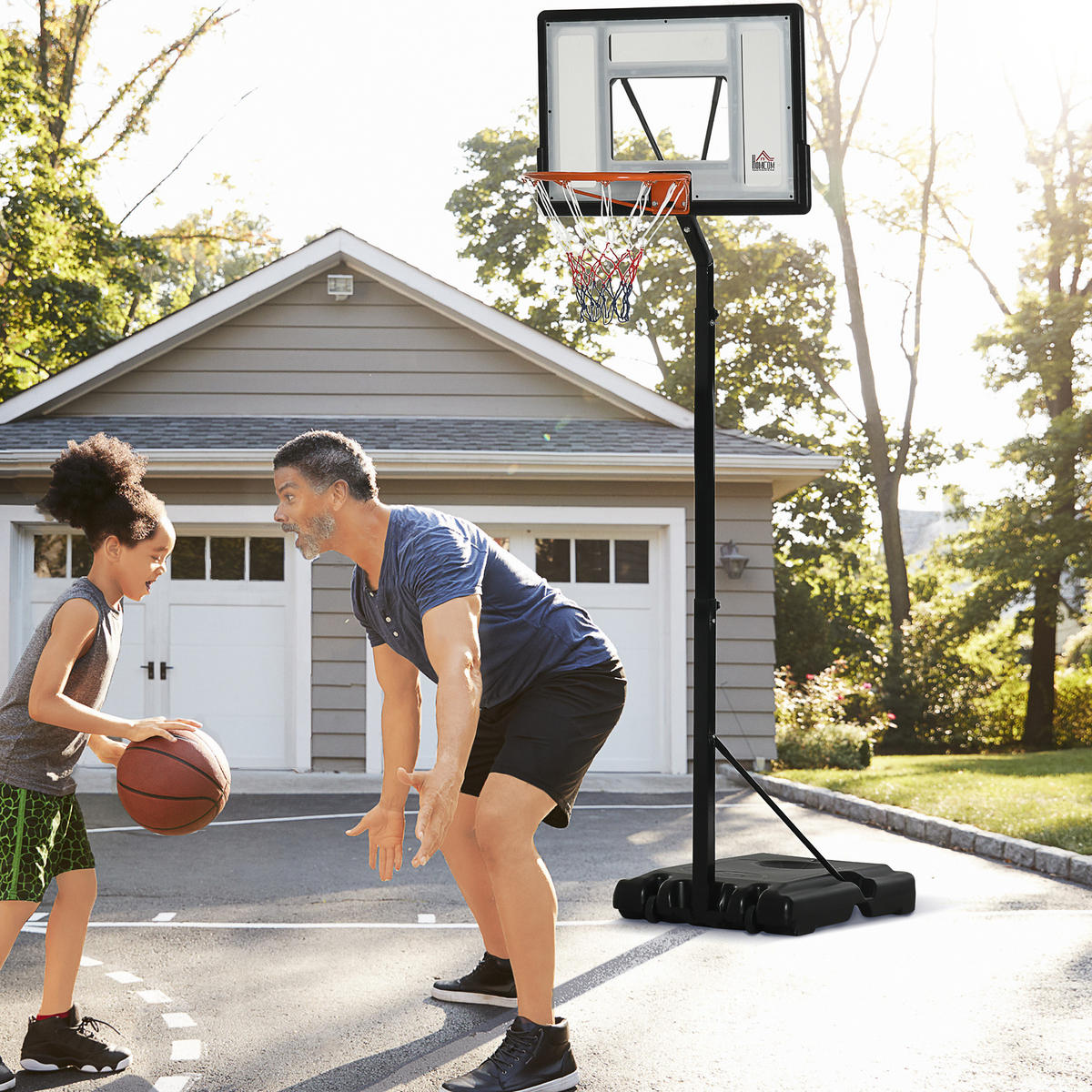 BASKETBALLSTÄNDER mit Rädern rollbar 210-260 cm höhenverstellbar Stahl Schwarz - Schwarz, Metall (60/90cm) - HOMCOM