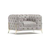 CHESTERFIELD-SESSEL Vertex Grau Samt - Goldfarben/Grau, Holz/Textil (125/75/100cm) - S-Style Möbel