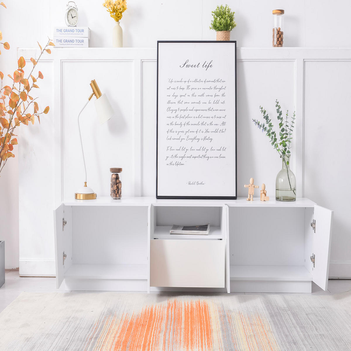 TV-SCHRANK 170cm Modern Patchwork-Stil Weiß - Weiß, Holz (43/23/60cm) - FLIEKS