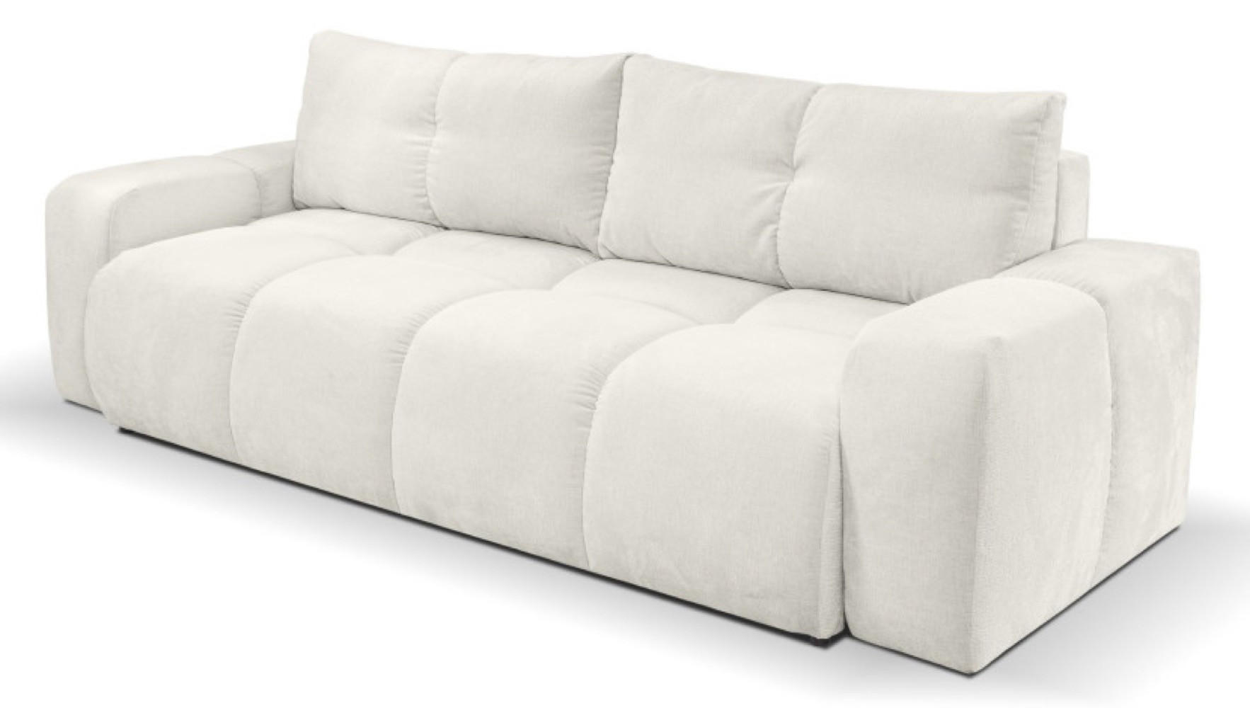 SOFA Creme SOHI Gepolstert Mit Schlaffunktion Und Bettkasten - Weiß, Textil (259/90/99cm) - Sepro Meble