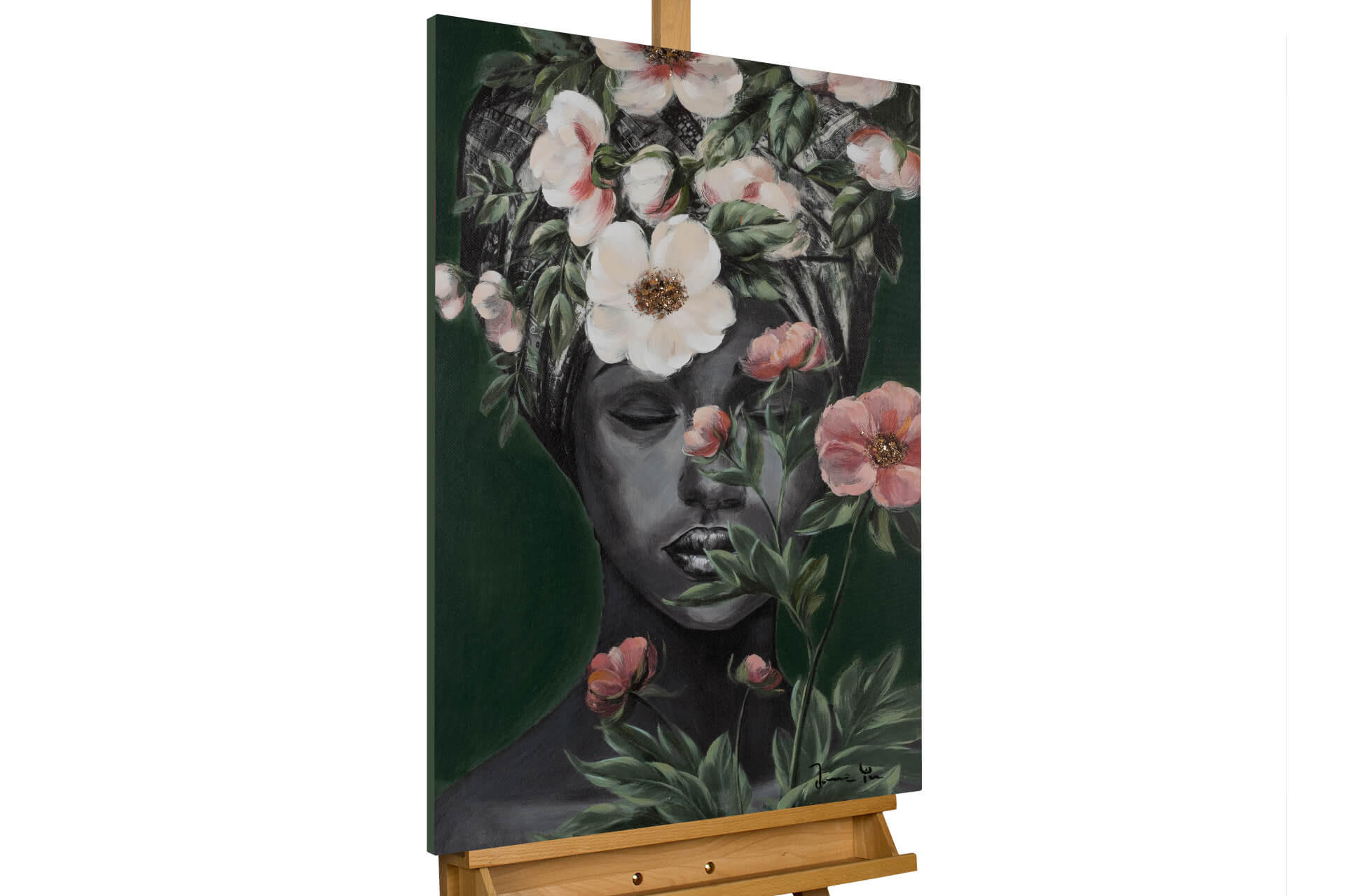 ACRYLBILD HANDGEMALT 60/90 cm - Beige/Schwarz, Holz/Textil (60/90cm) - KUNSTLOFT