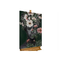 ACRYLBILD HANDGEMALT 60/90 cm - Beige/Schwarz, Holz/Textil (60/90cm) - KUNSTLOFT