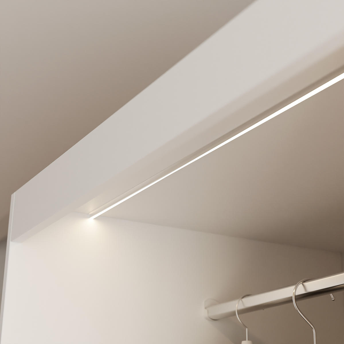 SCHIEBETÜRENSCHRANK SILENTE 140 cm mit Einlegeböden und Kleiderstange - Weiß, Holzwerkstoff (140/205/60cm) - Idohome