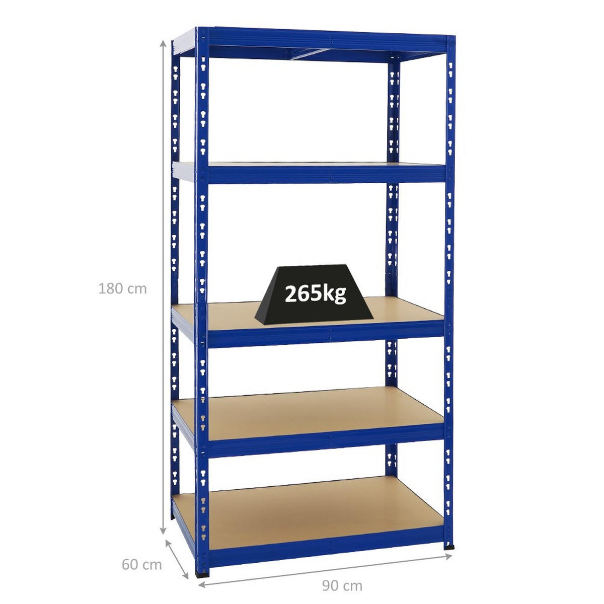 WERKBANK Tiger & 2x SCHWERLASTREGAL Tiger Set Fachlast bis 300 kg Blau - Blau, Metall (270/180/60cm) - PROREGAL