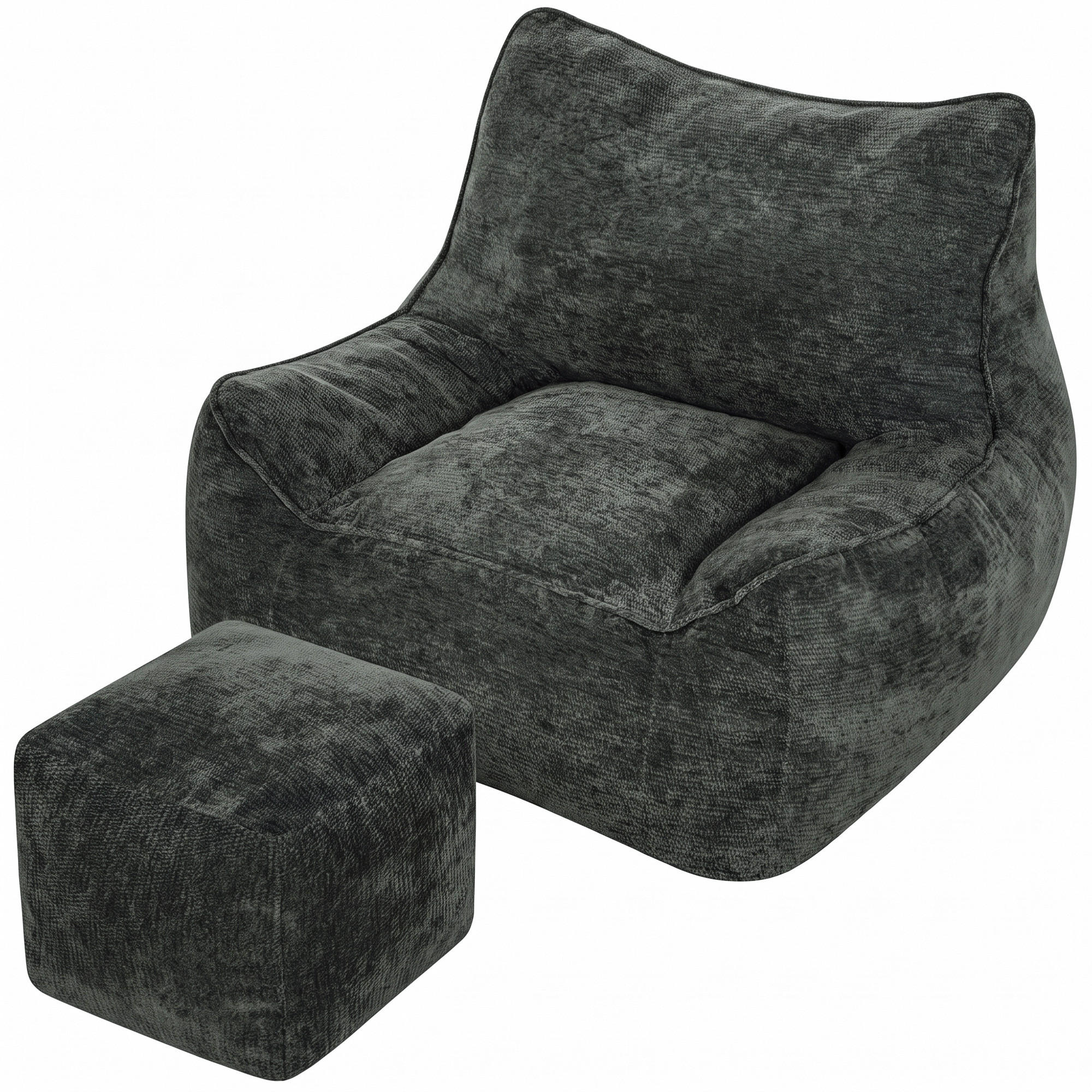SITZSACK mit Hocker Polyester Grau - Grau, Textil (108/80/109cm) - HOMCOM