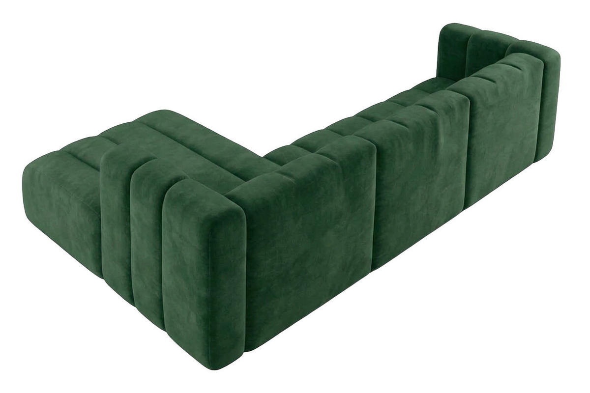 ECKSOFA Modulares In L-Form, Velvet-Stoff Riviera, Grün, Links, GRAND 318 cm - Grün, Holz (318/179cm) - Kaiser Möbel
