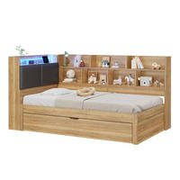 KINDERBETT 90/200 cm aus MDF mit Ausziehbett 90/190 cm, LED und USB - Naturfarben, Holzwerkstoff (90/200cm) - BEAOK