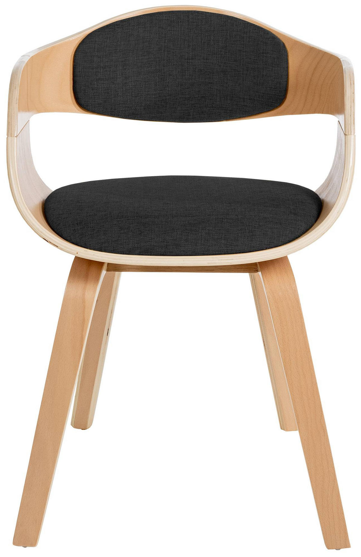 ARMLEHNENSTUHL 2er Set Stoff Natura/Dunkelgrau - Eukalyptusholzfarben/Dunkelgrau, Holz/Textil (49/73/46cm) - CLP