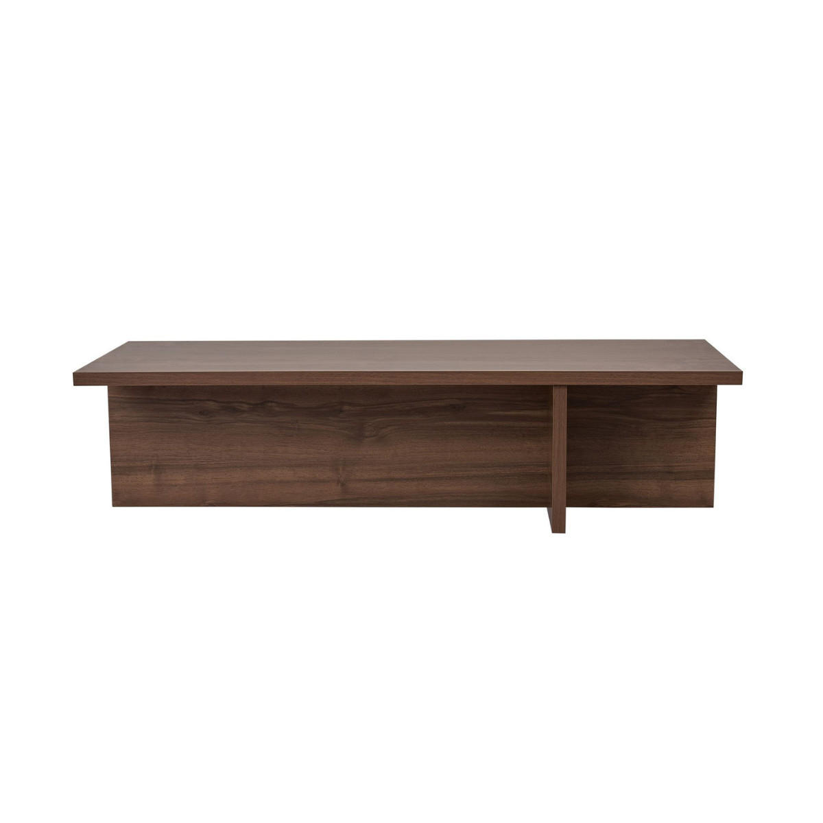 COUCHTISCH mit rechteckiger Platte und asymmetrischem Fuß L120 cm - HARBOR - Naturfarben, Holzwerkstoff (120/45/30cm) - Calicosy