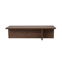 COUCHTISCH mit rechteckiger Platte und asymmetrischem Fuß L120 cm - HARBOR - Naturfarben, Holzwerkstoff (120/45/30cm) - Calicosy