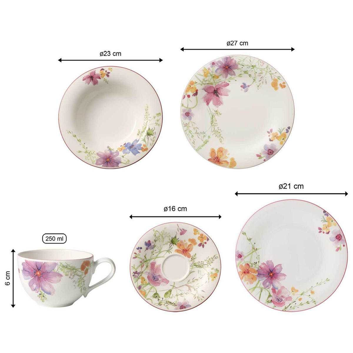 GESCHIRR-SET Mariefleur Basic bunt 30er Set - Multicolor, Keramik (1/1/1cm) - Villeroy & Boch