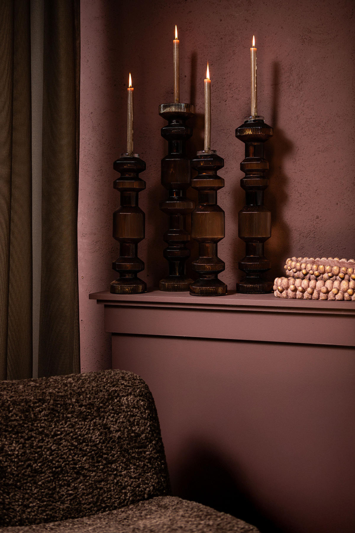 KERZENHALTER Galinda Braun 13/13/49cm - Braun, Glas (13/49/13cm) - PTMD Collection