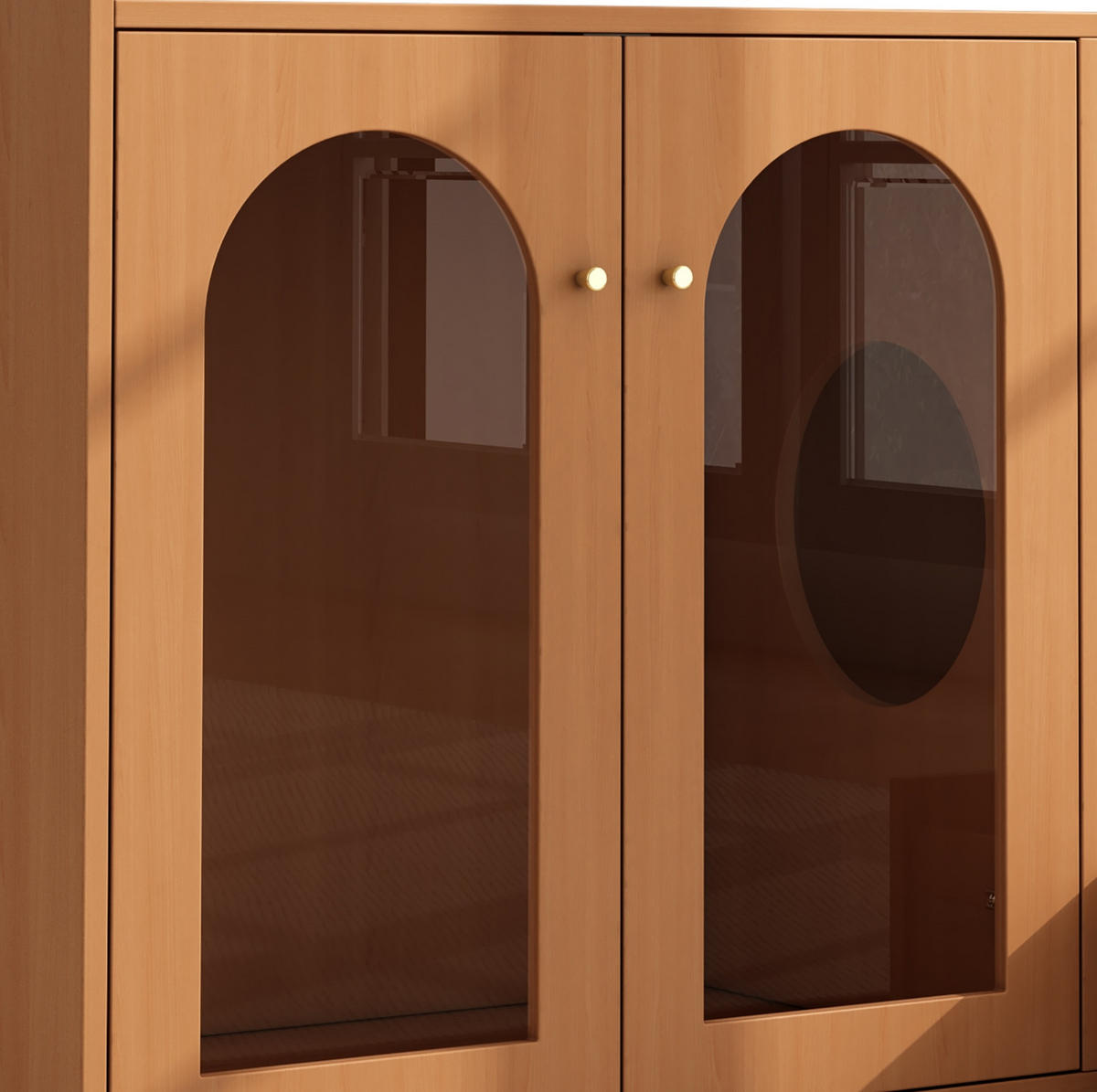 SIDEBOARD 120/45/76 cm in Nussbaum-Optik mit Glastür & Futternapf-Schublade - Walnussfarben, Holzwerkstoff (120/83/45cm) - BEAOK