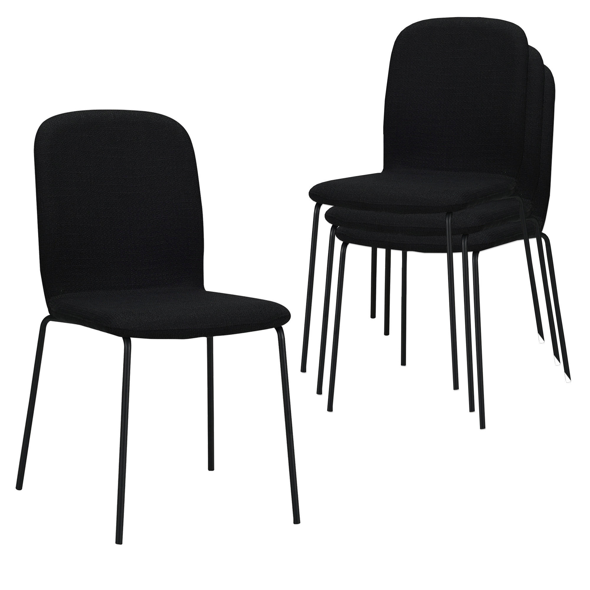 STUHL ENNA Stoffbezug Metallbeine 4er Set Schwarz - Schwarz, Textil/Metall (50/85/58cm) - Albatros