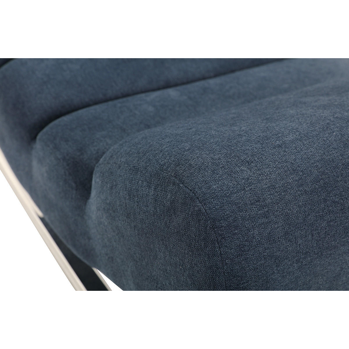 SCHAUKELSTUHL Design Stoff Hellgrau TAYLOR - Dunkelblau, Textil (113/82/56cm) - Miliboo