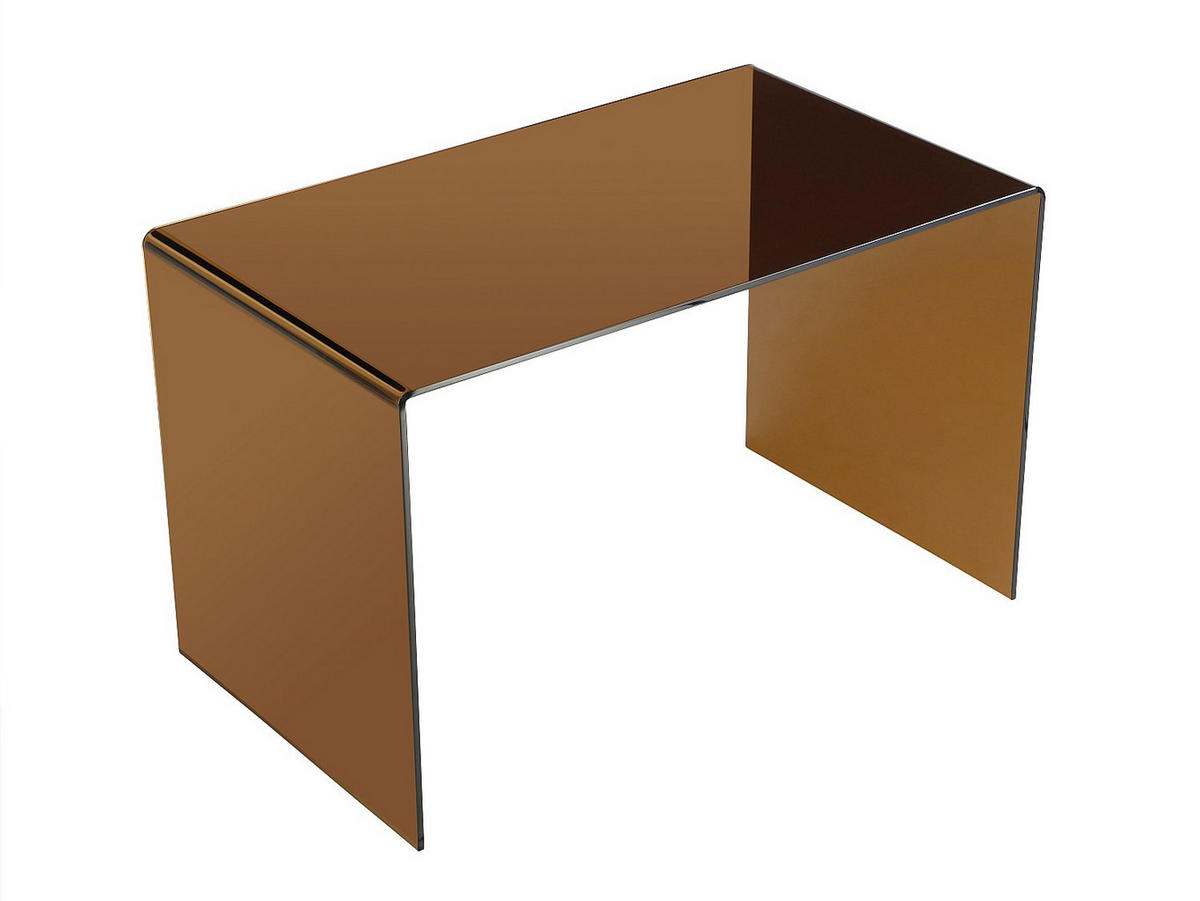 SCHREIBTISCH – getöntes Sicherheitsglas – Braun – ELSTRON - Transparent/Cognac, Glas (70/120/75cm) - Vente-Unique