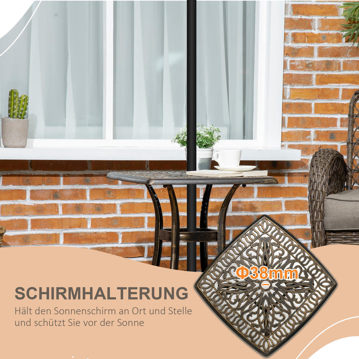 GARTENTISCH bronzefarben 54.0/54.0/52.5cm - Bronzefarben, Metall (54/54/52.5cm)