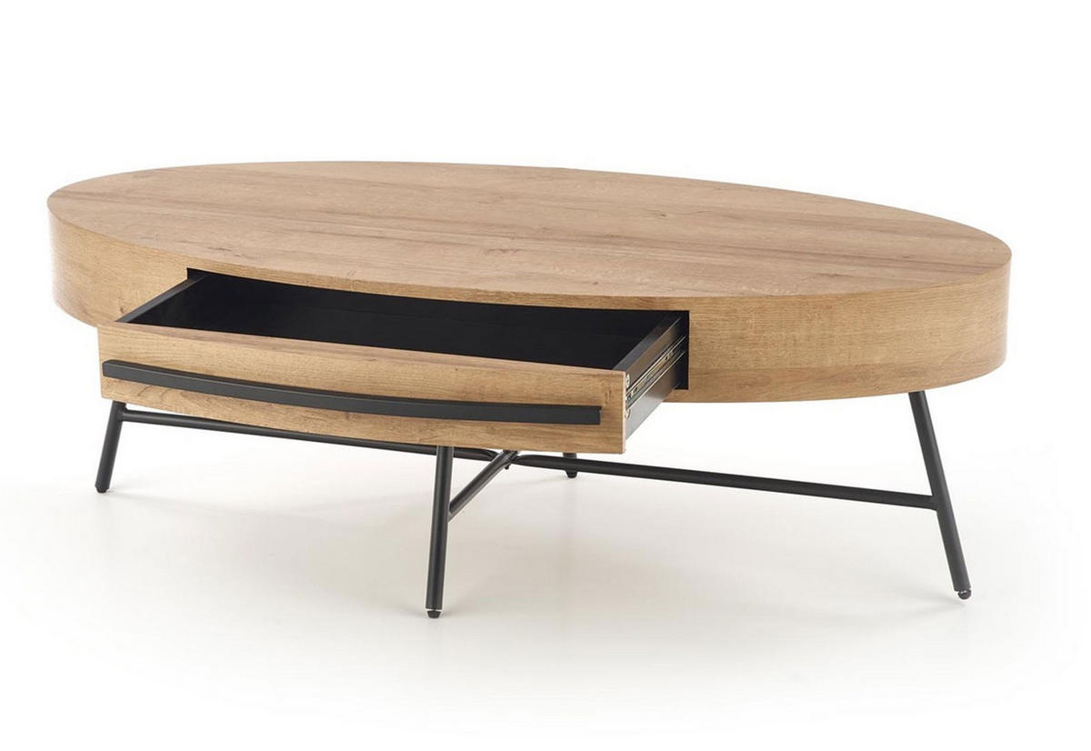 COUCHTISCH Carolina Eiche Gold / Schwarz 120 / 60 / 41cm - Eichefarben/Schwarz, Holz/Holzwerkstoff (41/120/60cm) - Feldmann-Wohnen