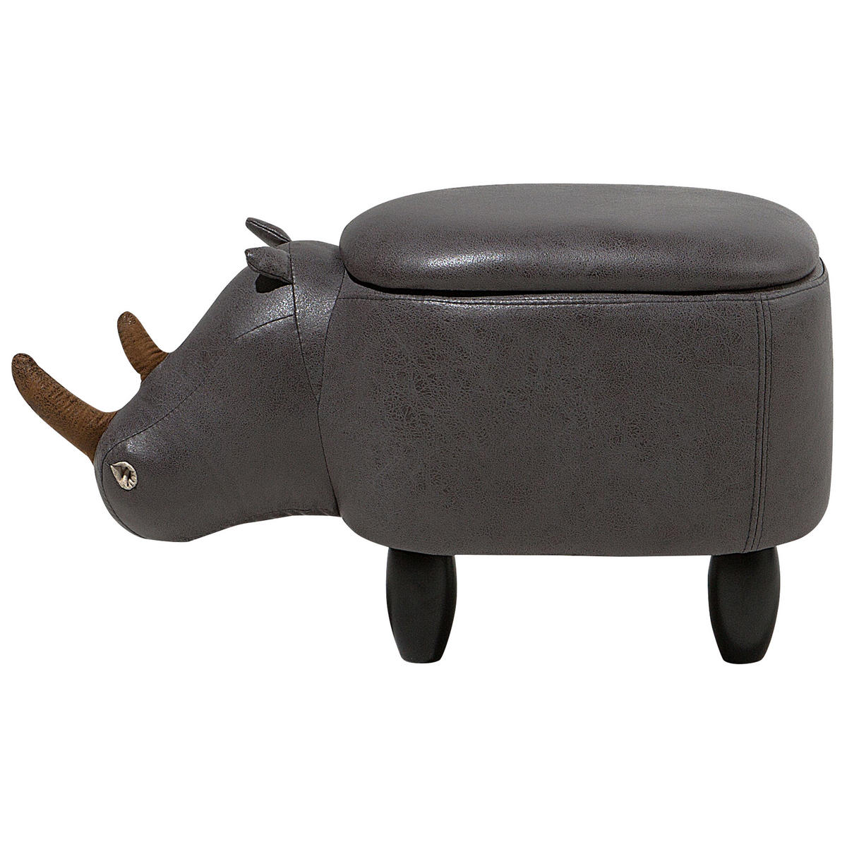 TIERHOCKER Rhino 32/60/35 cm - Grau, Kunststoff/Textil (60/35/32cm) - Beliani