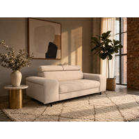 2,5-SITZER Vaasa Flachgewebe Beige klappb. Kopfstützen 198/100/81 cm - Naturfarben, Kunststoff/Textil (198/81/70cm) - foamnova