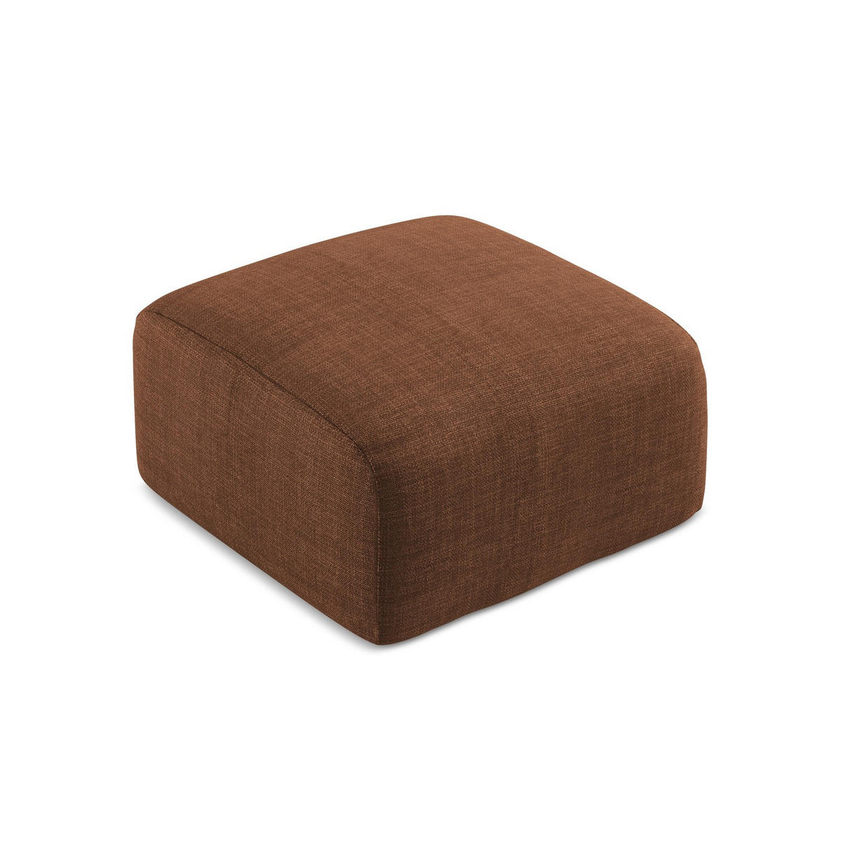 POUF Strukturstoff Orange - Terracotta/Schwarz, Holzwerkstoff/Kunststoff (65/40/65cm) - LaMiaSofa