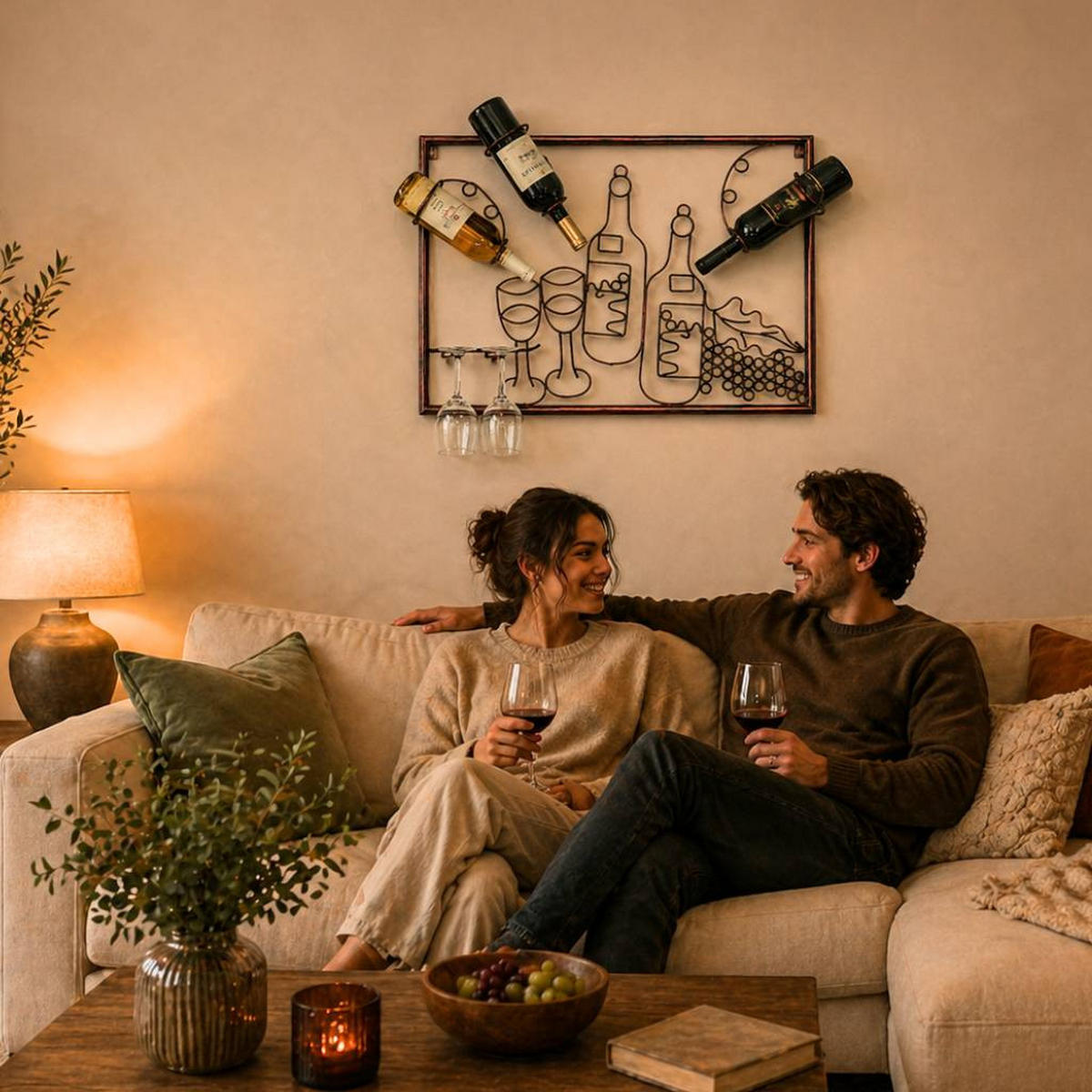 WEINREGAL für die Wand aus Metall 65 cm 91975 - Braun, Metall (64/45/10cm) - DanDiBo