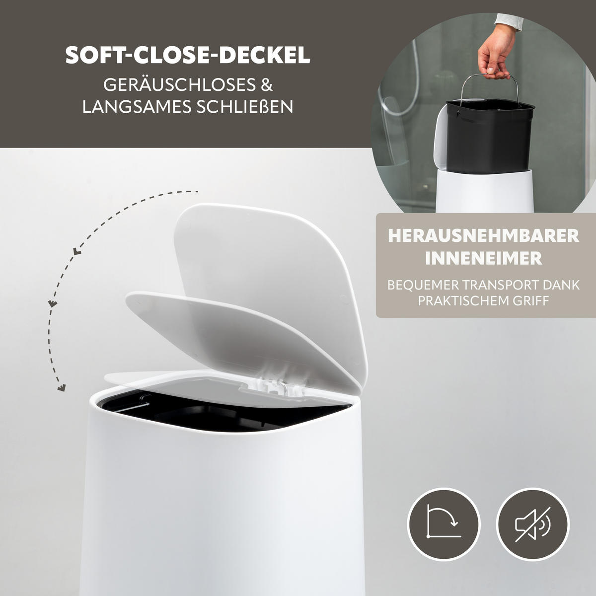 BAD-ACCESSOIRES-SET VALONA 2tlg., weiß, Kunststoff - Weiß, Kunststoff (21/25.5/21cm) - eluno