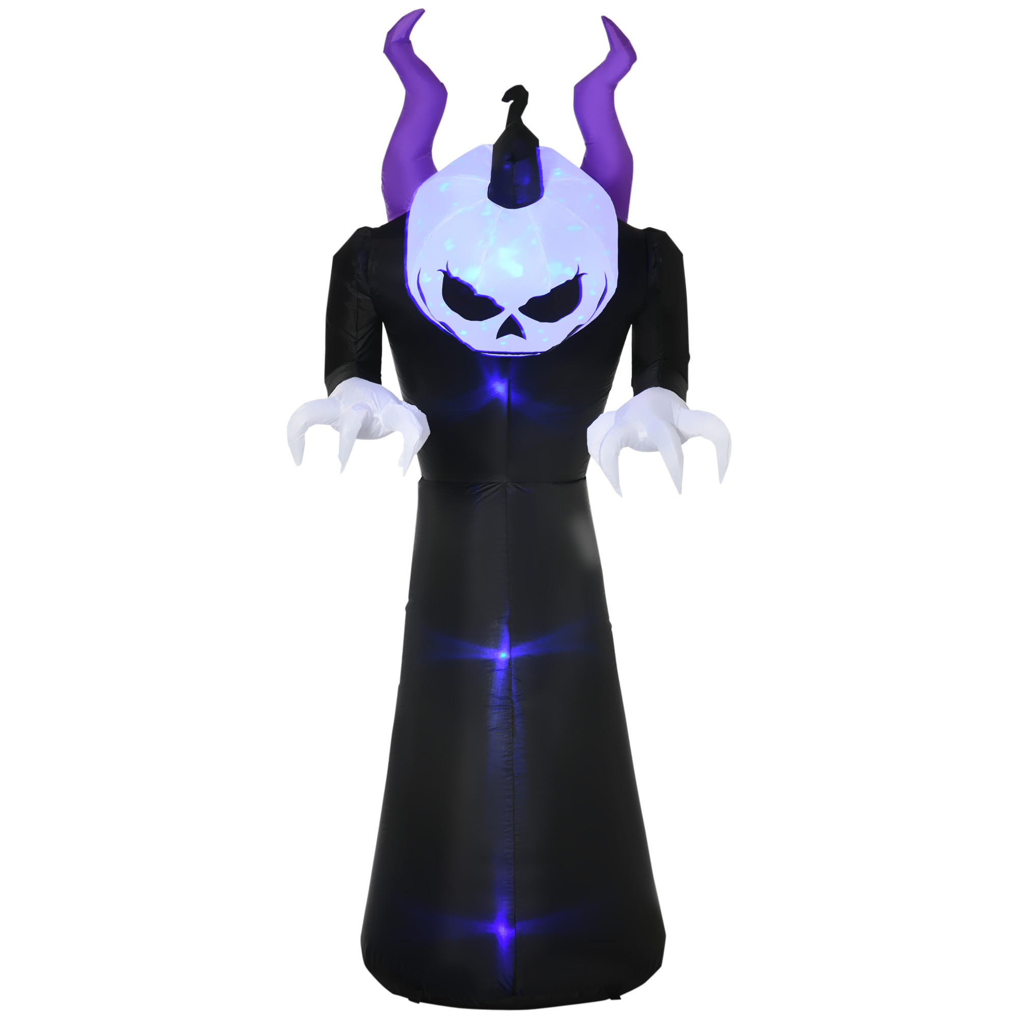 Outsunny 210 cm nafukovací duch s dýňovou hlavou, halloweenská dekorace s LED, vodotěsná