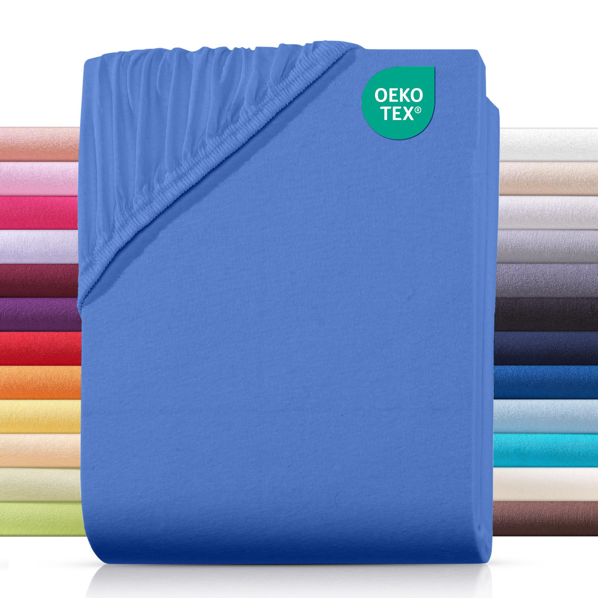 JERSEY-SPANNBETTLAKEN 130x200 cm aus 100% Baumwolle, Bettlaken Royal Blau Uni - Blau, Textil (130/200cm) - Carpe Sonno