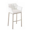 BARHOCKER Lederlook weiß - Edelstahlfarben/Weiß, Textil/Metall (64/110/48cm) - CLP
