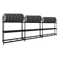 REIFENREGAL Tiger XL 3er-Set mit 3x 200x180x45 cm 300 kg Fachlast bis zu 63 Reifen Schwarz - Schwarz, Metall (540/200/45cm) - PROREGAL