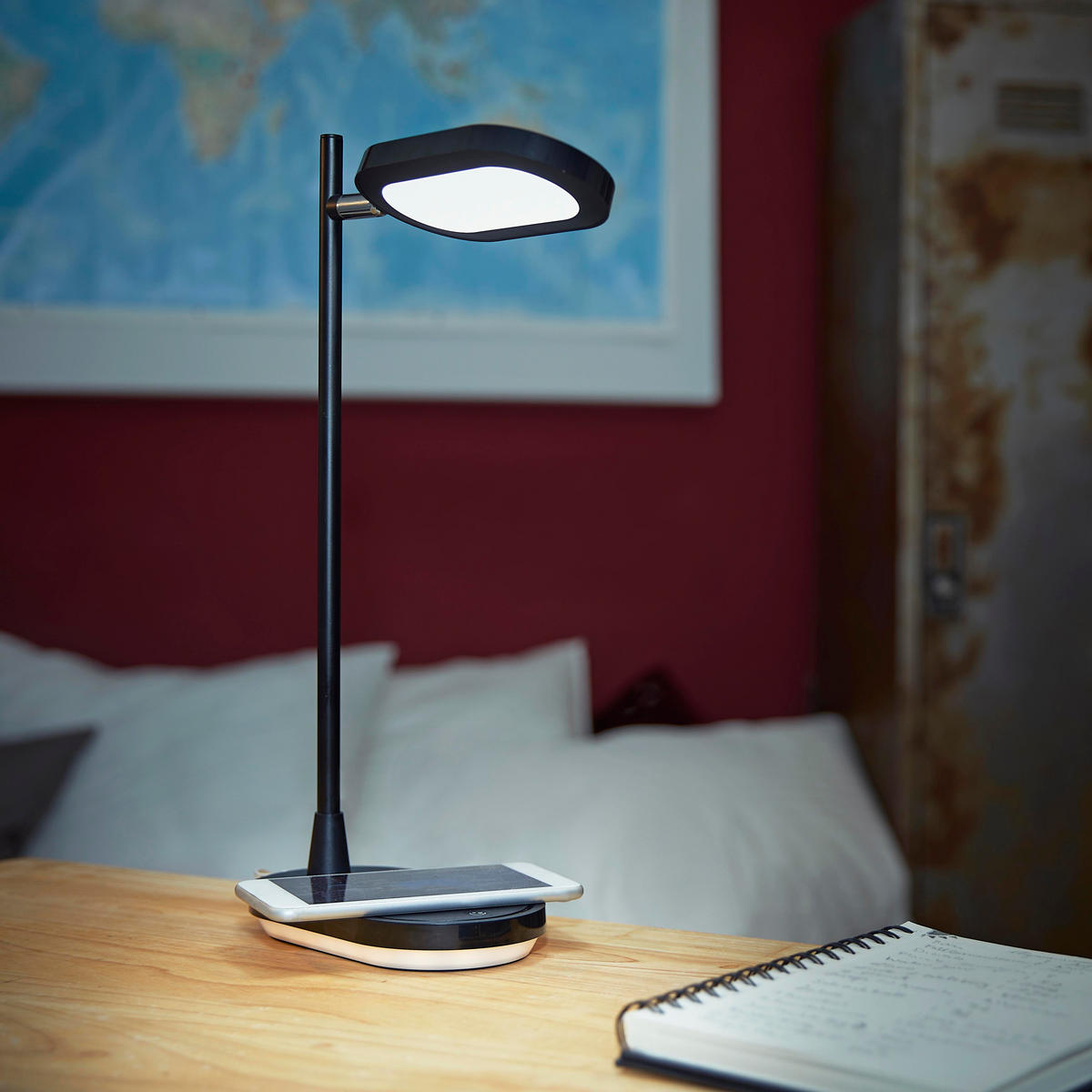 LED-SCHREIBTISCHLAMPE - dimmbar mit Wireless Charging und einstellbarer Farbtemperatur in Schwarz - Schwarz, Kunststoff (17.7/10.2/40.4cm) - Northpoint
