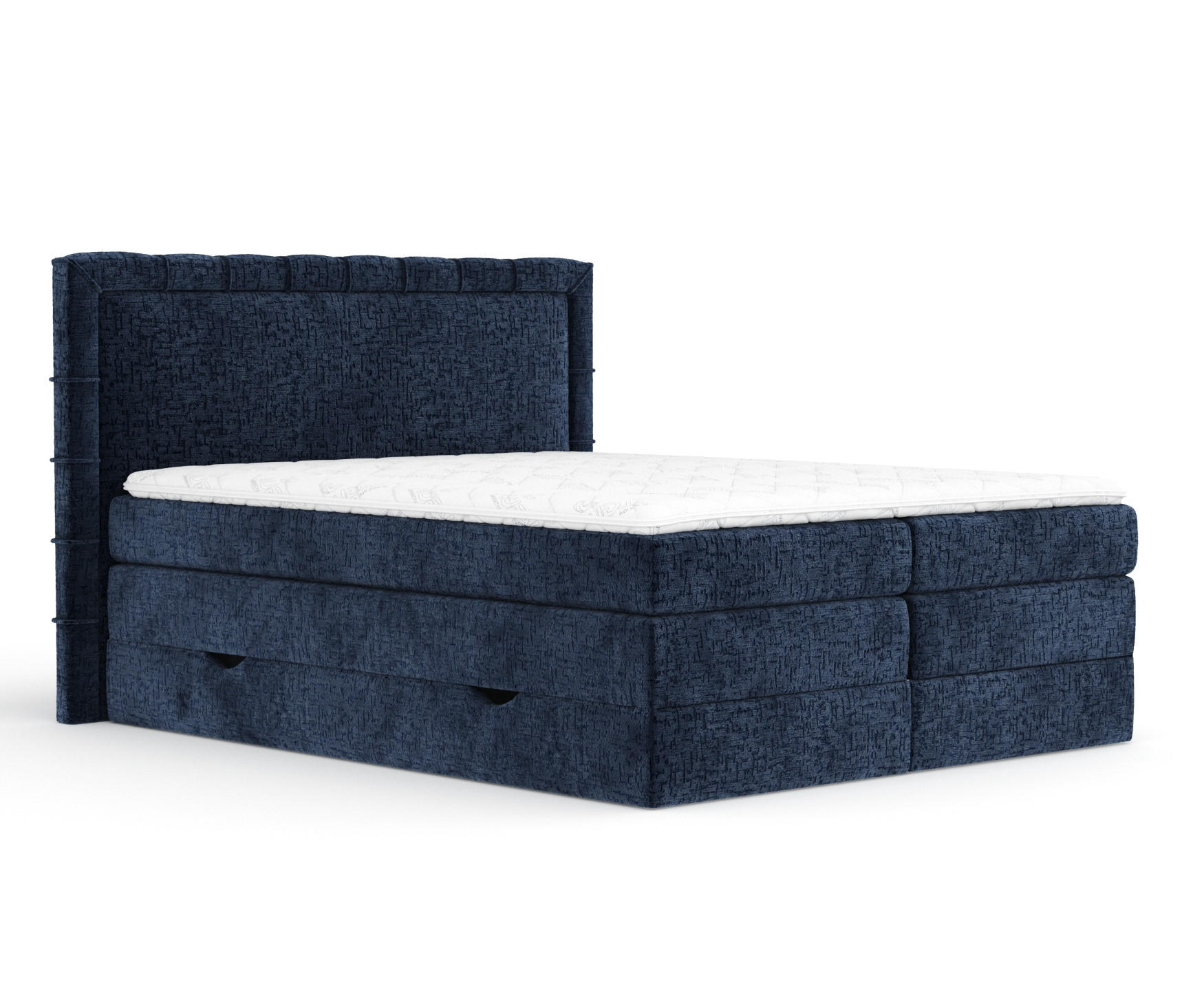 BOXSPRINGBETT Rosabel Marineblau 180/200 cm mit Matratze und Topper - Schwarz/Dunkelblau, Holz/Holzwerkstoff (180/200cm) - Maison de Reve