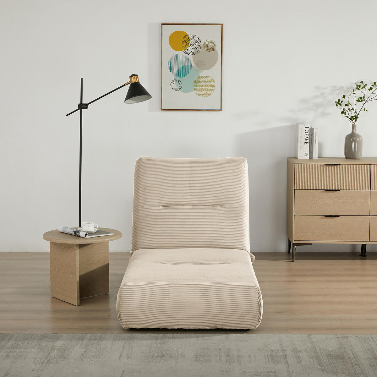 SCHLAFSESSEL - Cordstoff - Beige, Textil (81/88/160cm) - home24