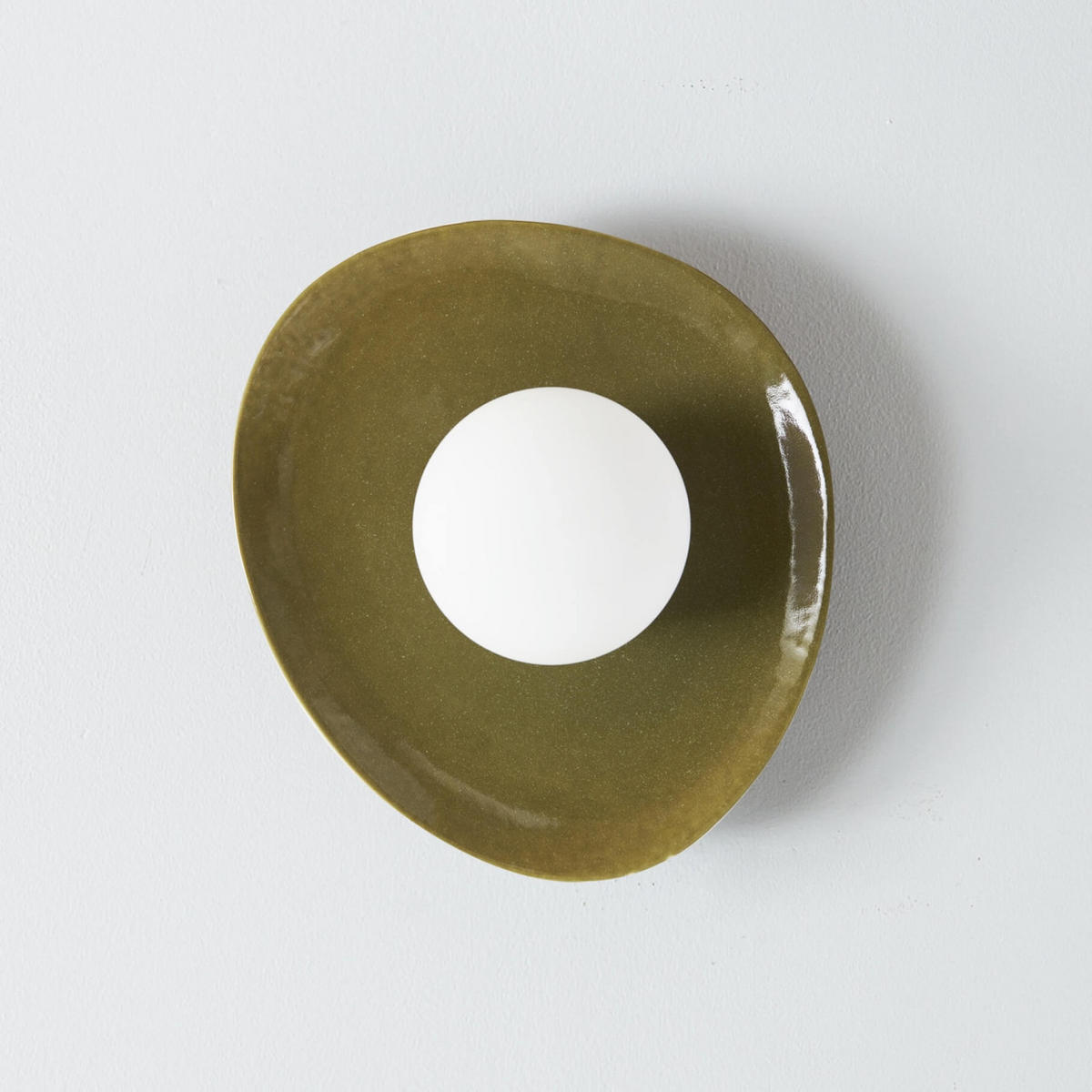 WANDLEUCHTE Florélys, Dunkelgrün und weiß, 28cm - Dunkelgrau, Keramik (25/25/28cm) - KOSILUM