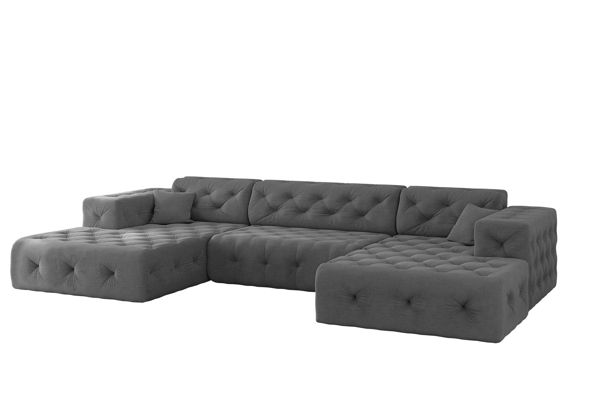 WOHNLANDSCHAFT Chantal In Moly - Anthrazit, Holzwerkstoff/Textil (350/78/171cm) - Fun Möbel